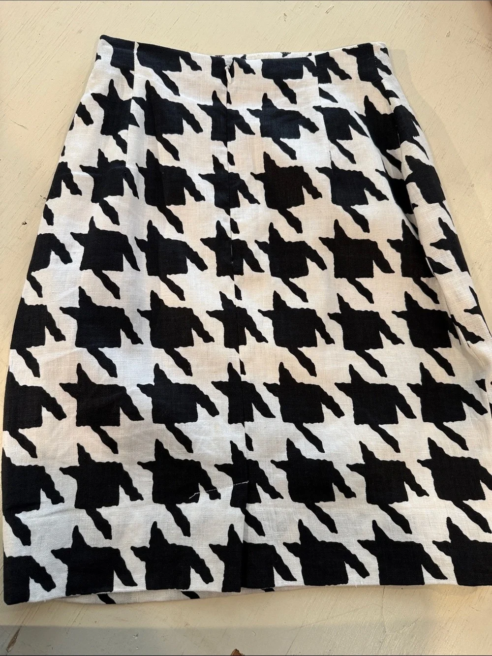 Rickie Freeman Teri Jon Linen Skirt Black White Abstract Pencil Skirt Size 6